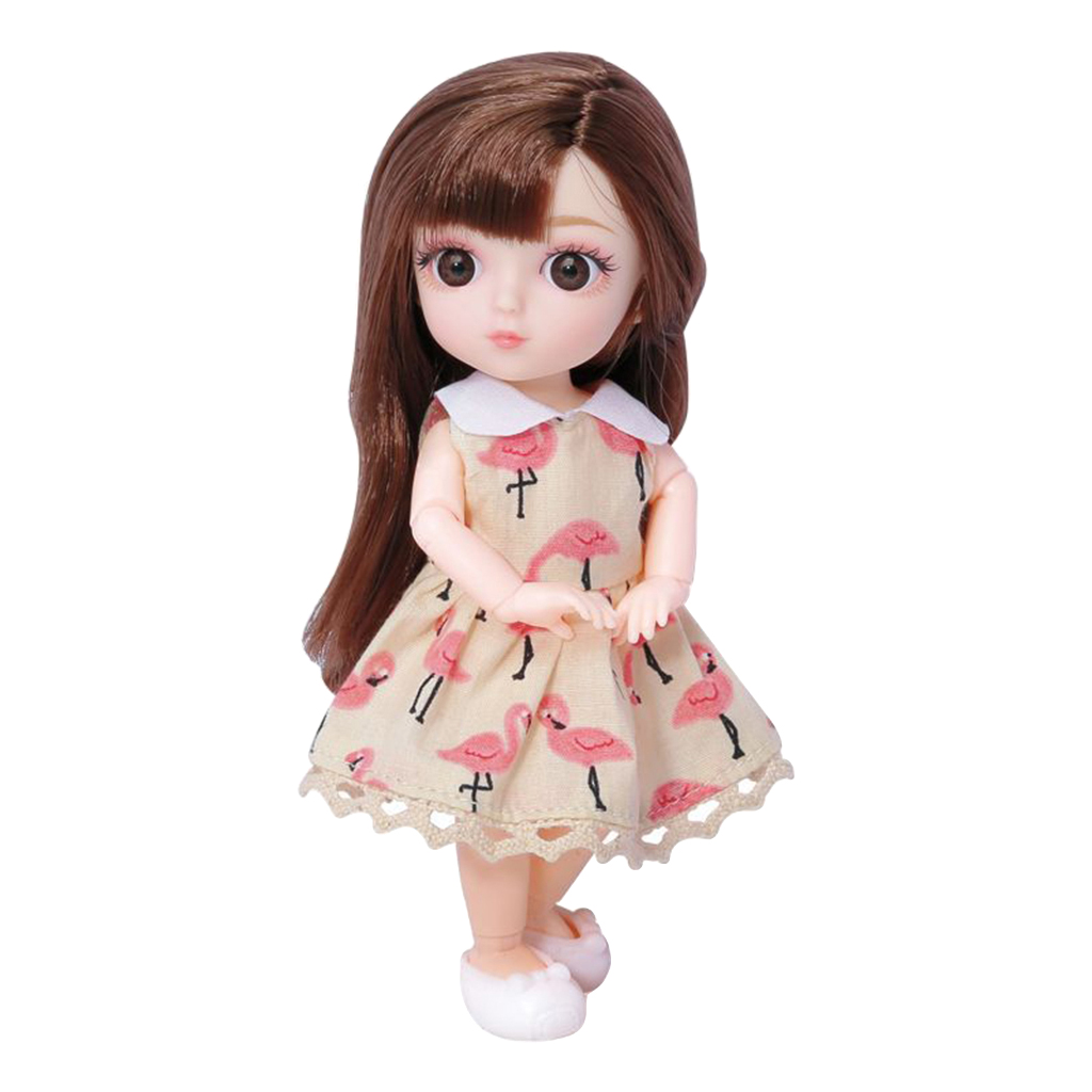 12 Joints 16cm Baby Doll Long Hair Dress Up for BJD Dolls Toy DIY Accessory
