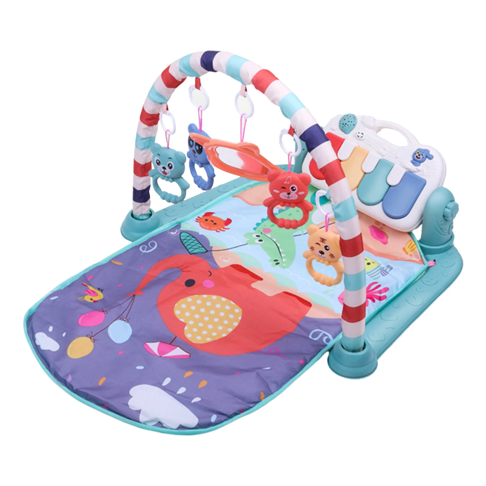 Baby Gym Play Mat with Sound and Music Activity Rug Toys Music Play Mat Activity Gym for Newborns Toddlers