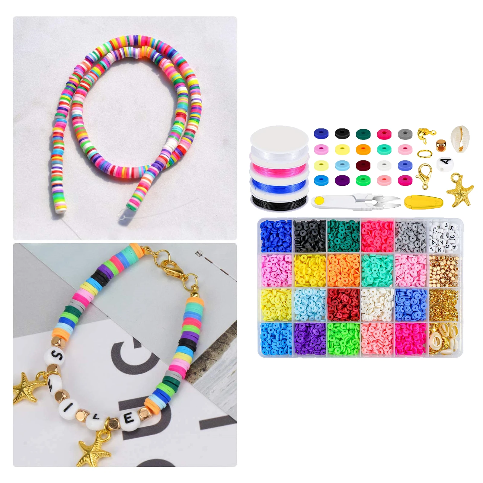 6mm Polymer Clay Beads Spacer DIY Bracelet Jewelry Making Earring Gifts Kit