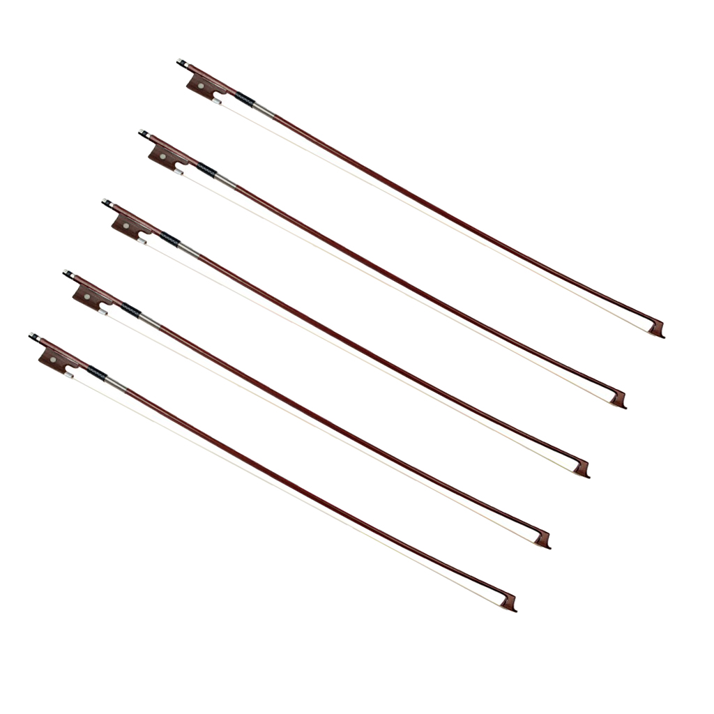 Durable 5Pcs Wooden 4/4 Violin Playing Bow Well Balance Quick Response 29.13inch Brown