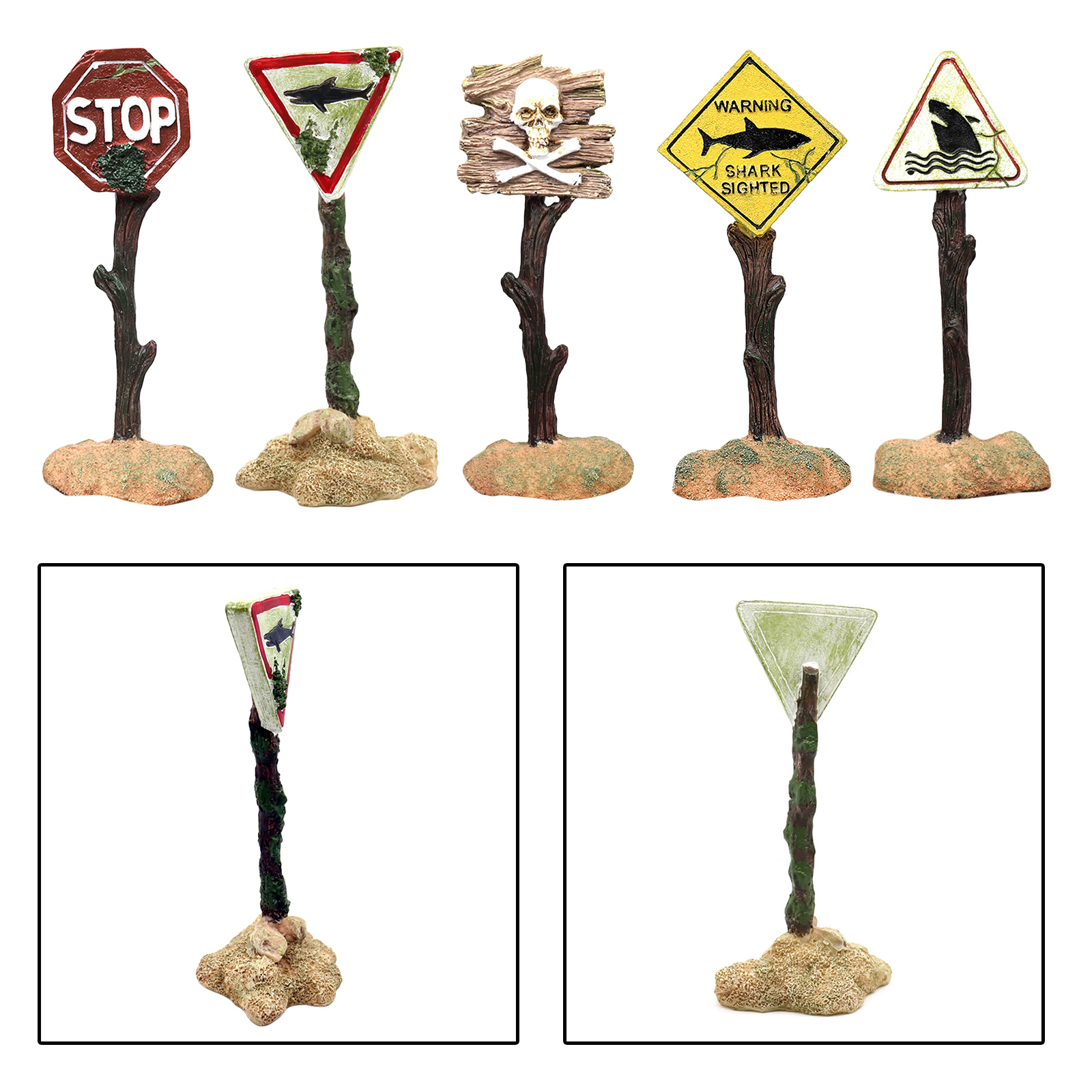 Funny Warning Signs Shark Skull Decorative Underwater Aquarium Landscape Fish