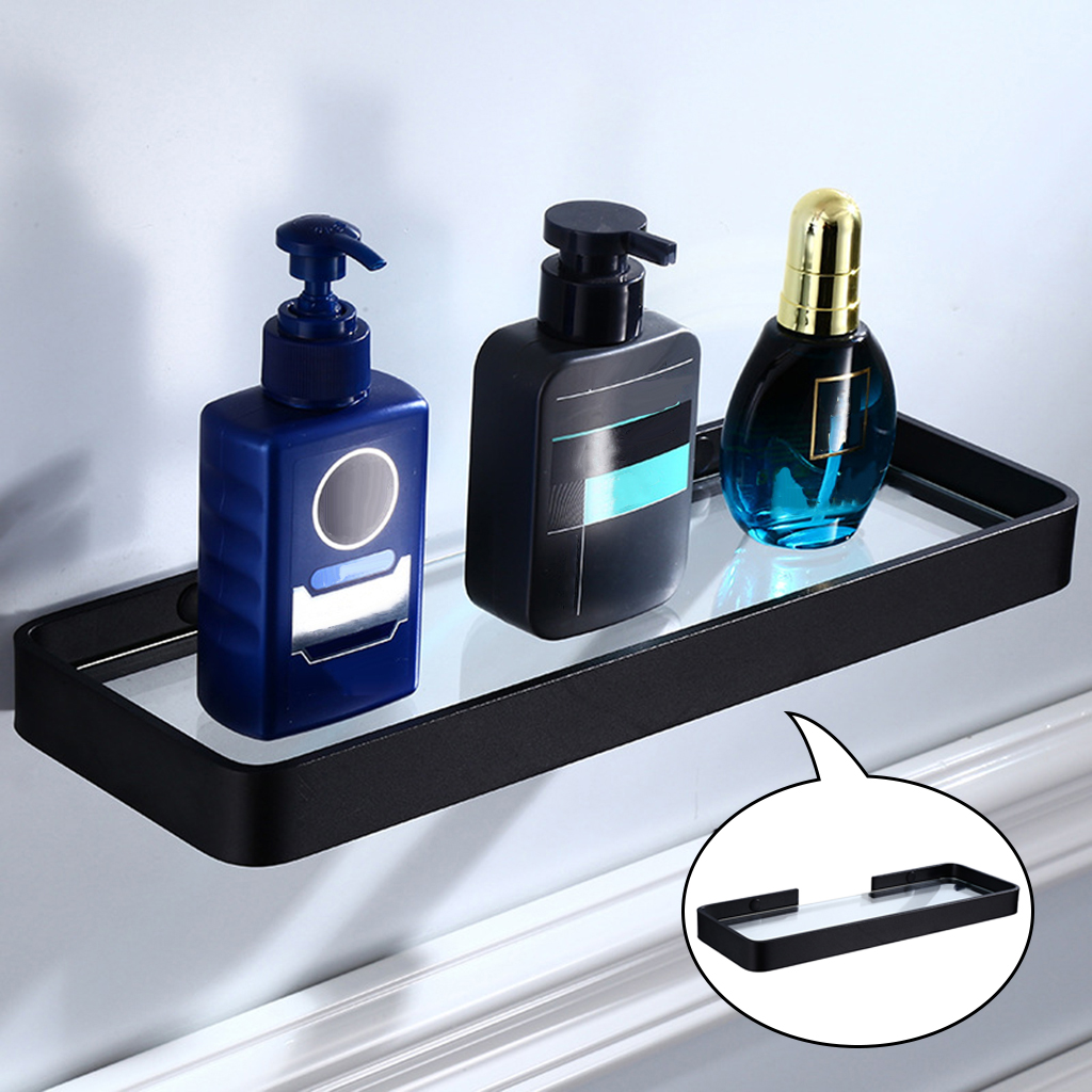 Tempered Glass Bathroom Shelves Wall Mount Storage Rack Space Aluminum New