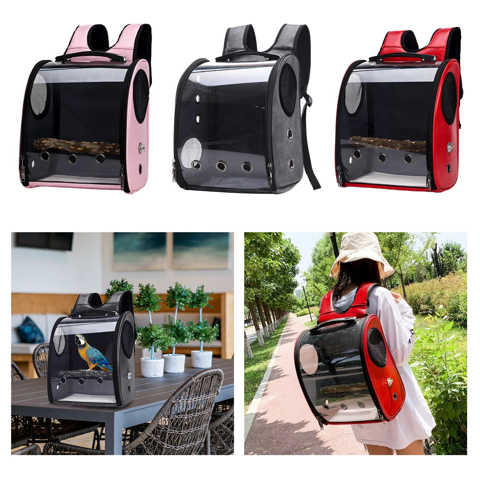 Pet Parrot Bird Carrier Travel Bag Space Capsule Transparent Cover Backpack Breathable
