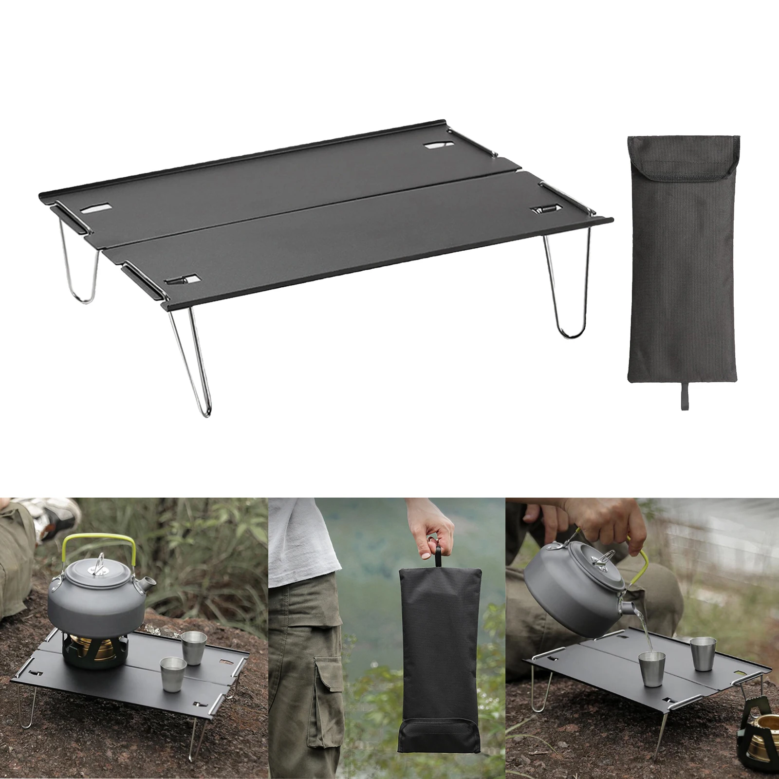Mini Outdoor Folding Table Portable Ultra-light Aluminum Alloy Collapsible Backpacking Hiking BBQ Garden Camping Fishing Desk