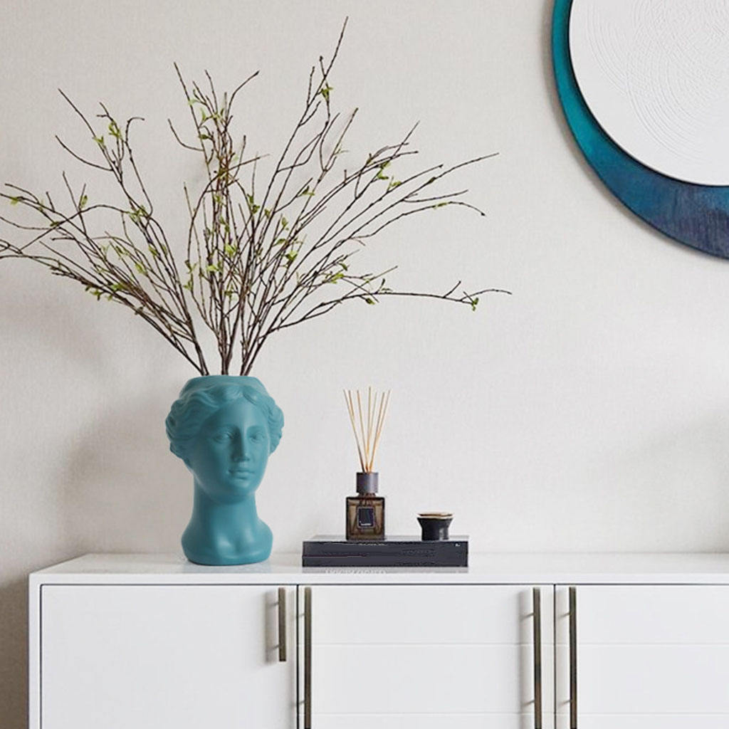 Resin Portrait Face Flowerpot Plant Planter Modern Statue Artistic Vase Succulent Window Sill Box Holder for Home Office