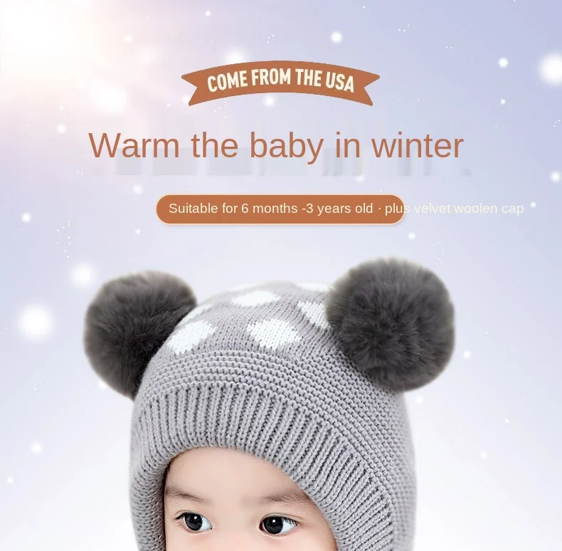 Baby Hats Autumn And Winter Warm All-in-one Hats For Men And Women Baby Hats 6-36 Months Children's Woolen Cap Ear Caps Sombrero baby accessories bag	