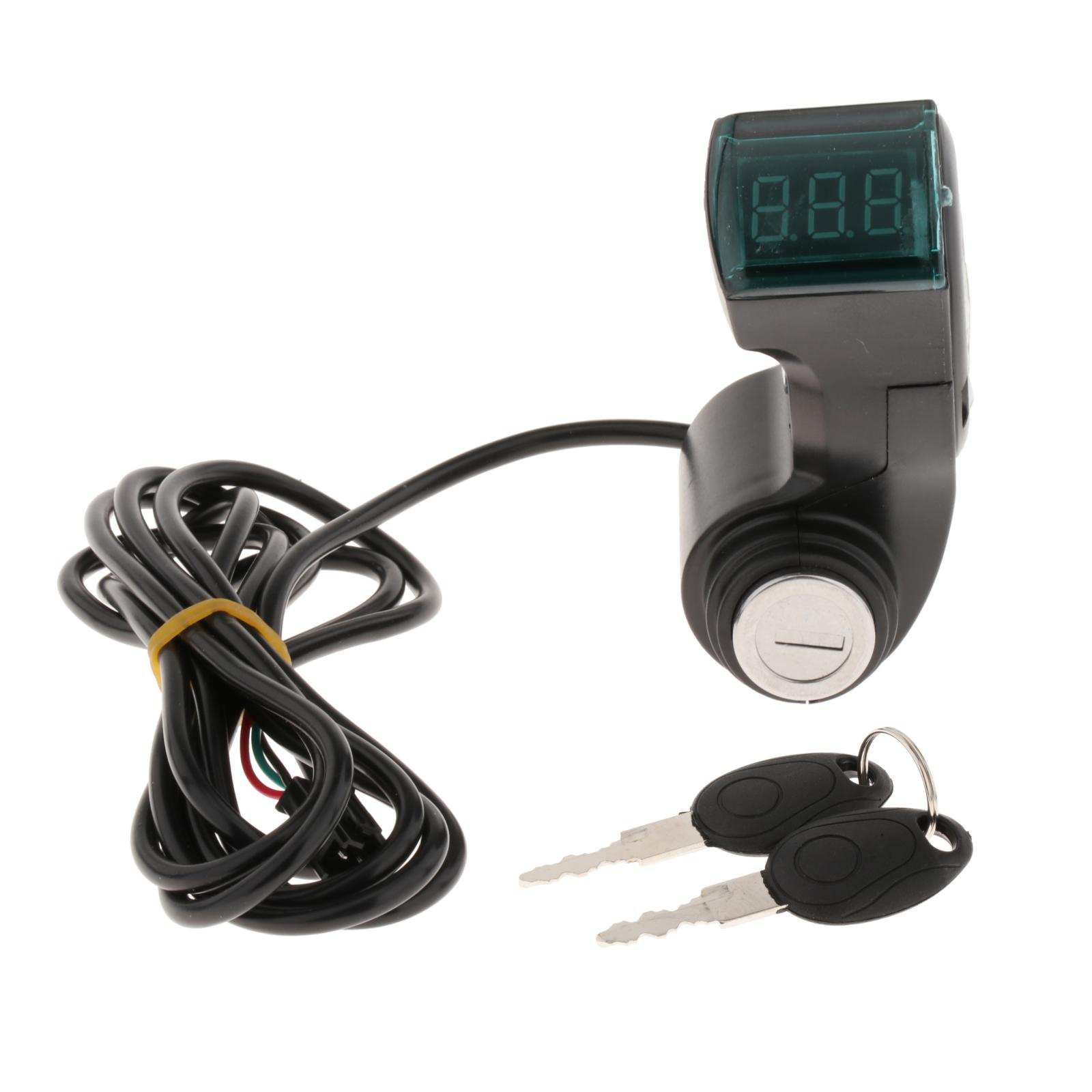 1pc Universal Electric Bike LED Digital Voltage Display Power with Key Parts