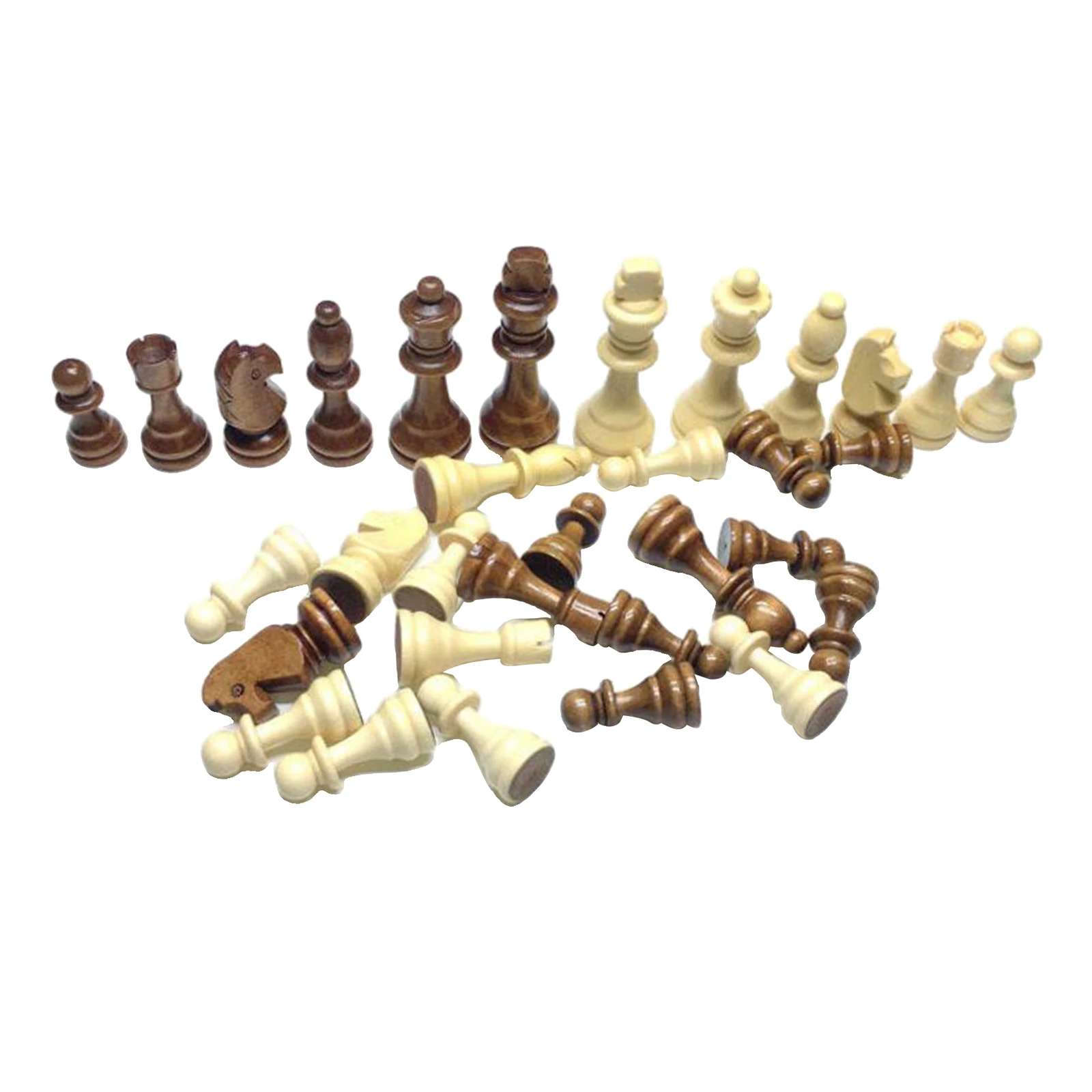 Wooden Chess Pieces Replacement Chess Figures without Board 32 Pieces