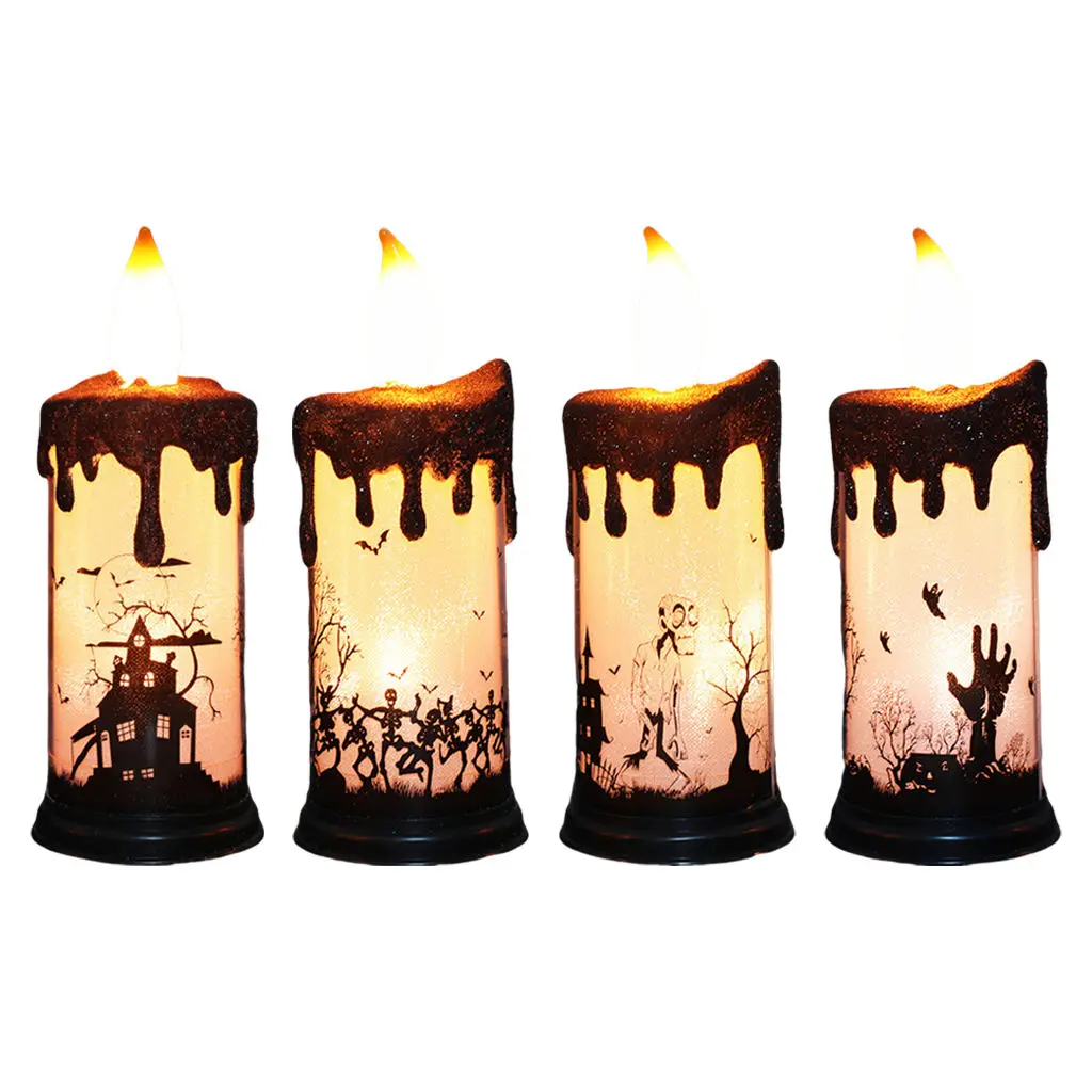 Halloween Ghost LED Glowing Candle Light Night Light Skull Light Party Atmosphere Decoration Props Electric Candle Lamp