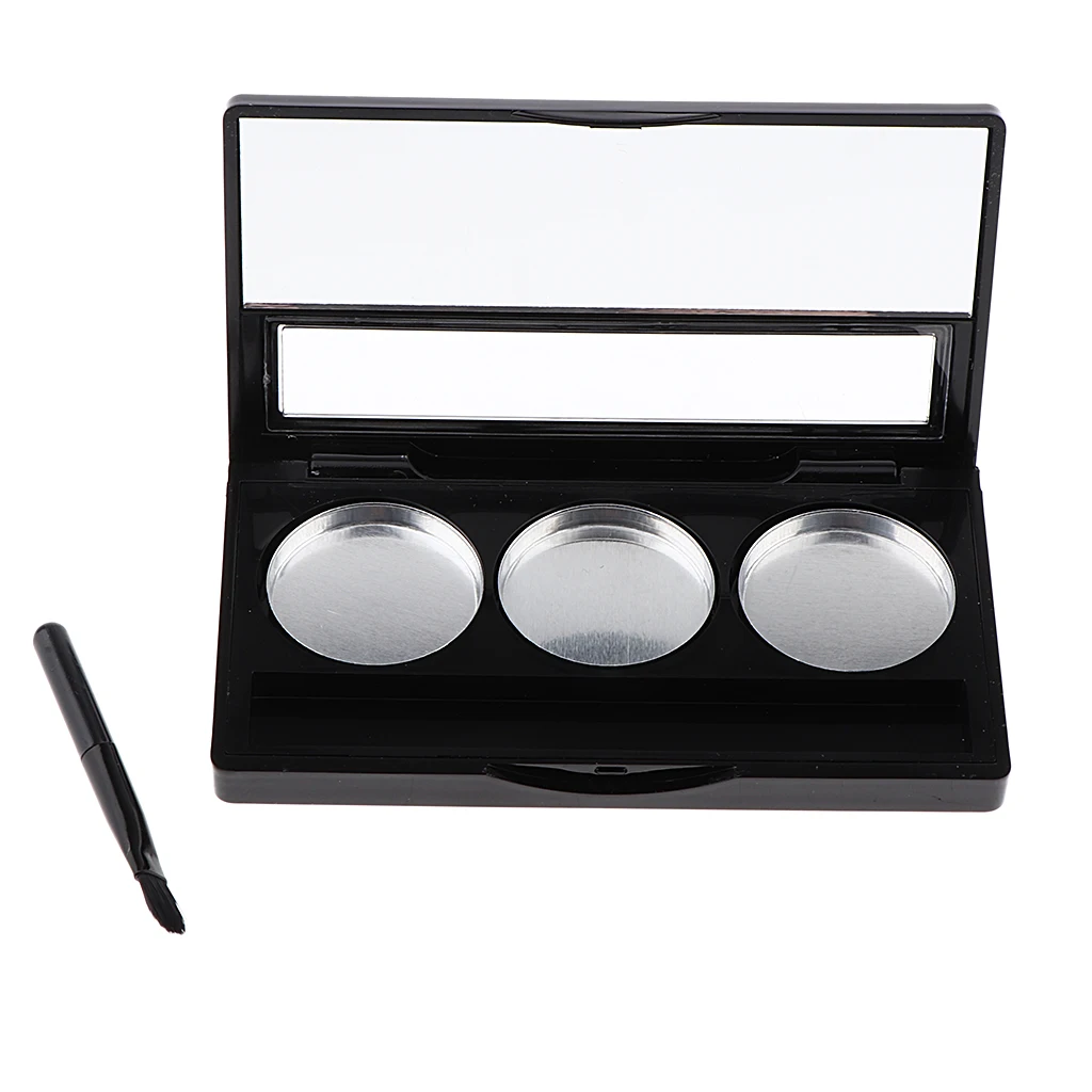 1pcs Plastic Empty Cosmetic Palette Container Case with 3 Round Pans for Storing