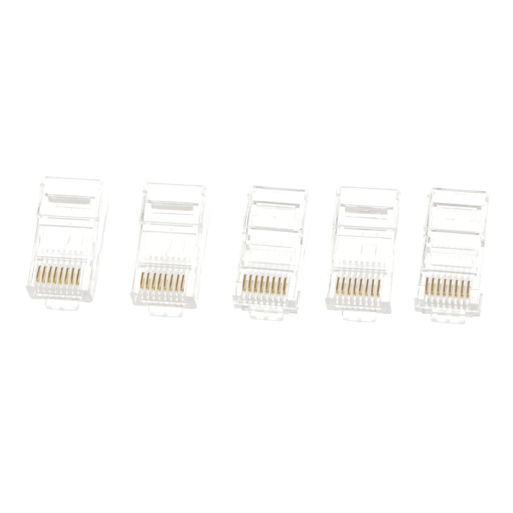 100 Pieces RJ45 Network Cable Modular Plug CAT5e 8P8C Gold Plated Ethernet Connector