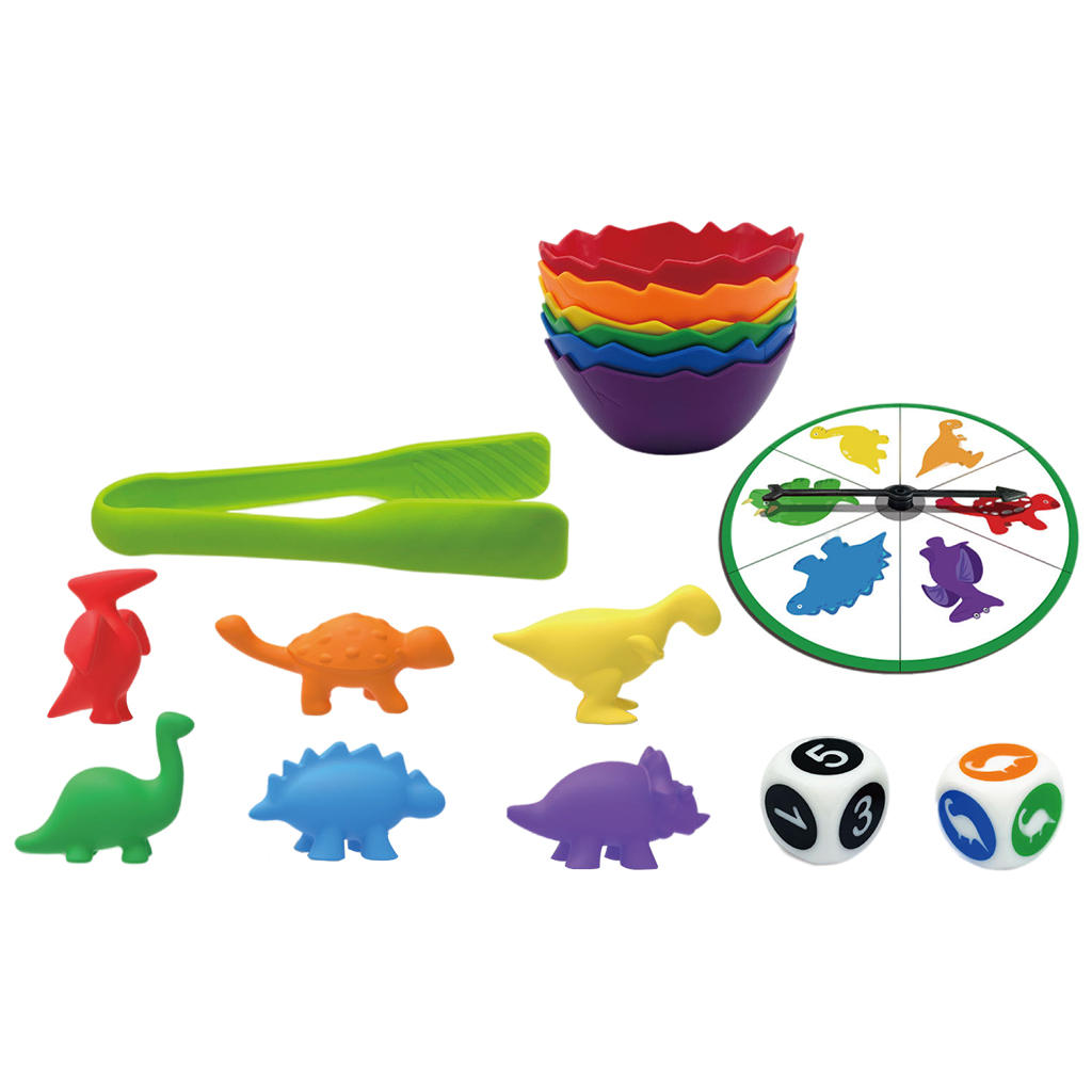 72Pcs Plastic Counting Little Dinosaur Toys with Cups Matching Game Topic Cards Math Learning Montessori for 2-4 Years Old Kids