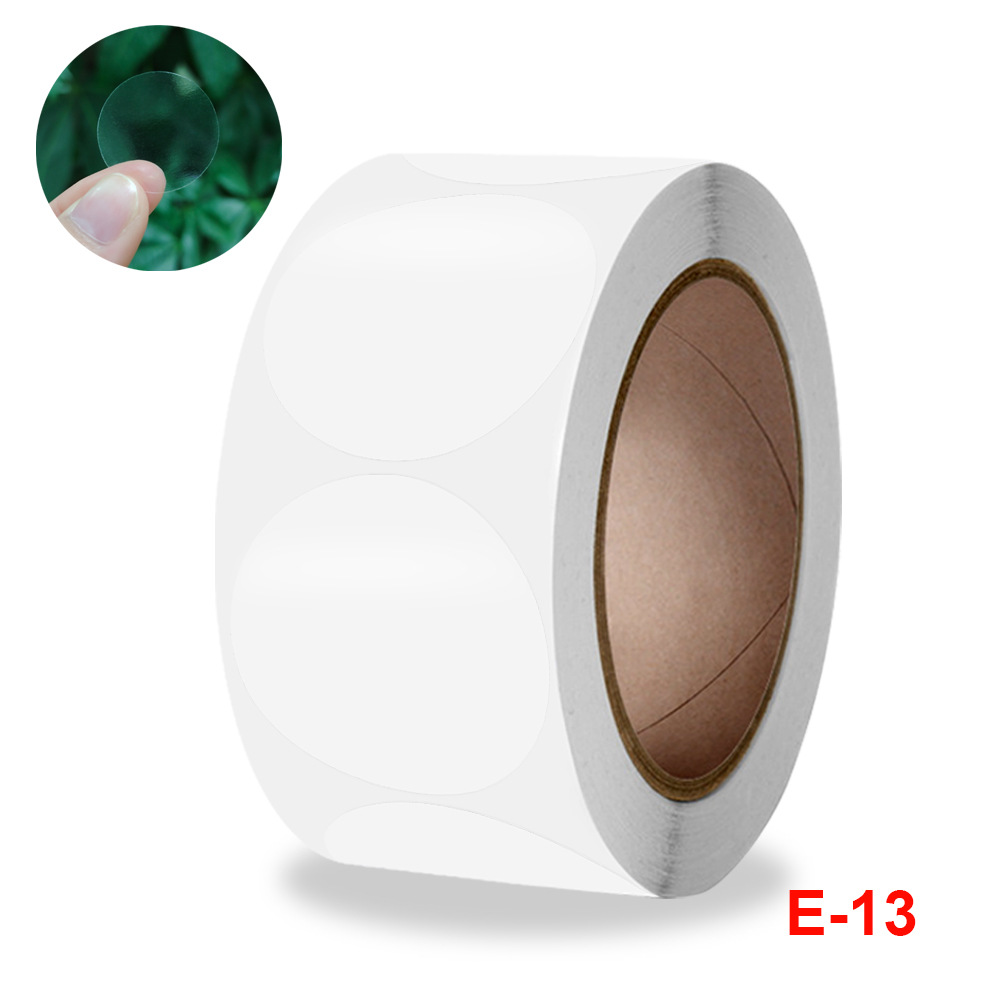 500 Pcs/roll Transparent Etiketten 1-1,5 Zoll Business Paket Dichtung Etiketten Aufkleber Flakes PVC Klebstoff Schreibwaren Versorgung – Detail 2