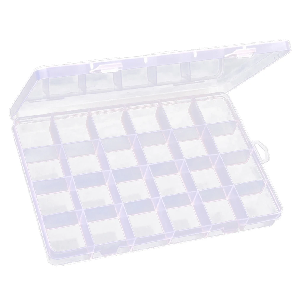 24 Slots Nail Storage Box Case Nail Art Plastic Container Rhinestone Charms Bead Organizer, Earrings Storage Organizer