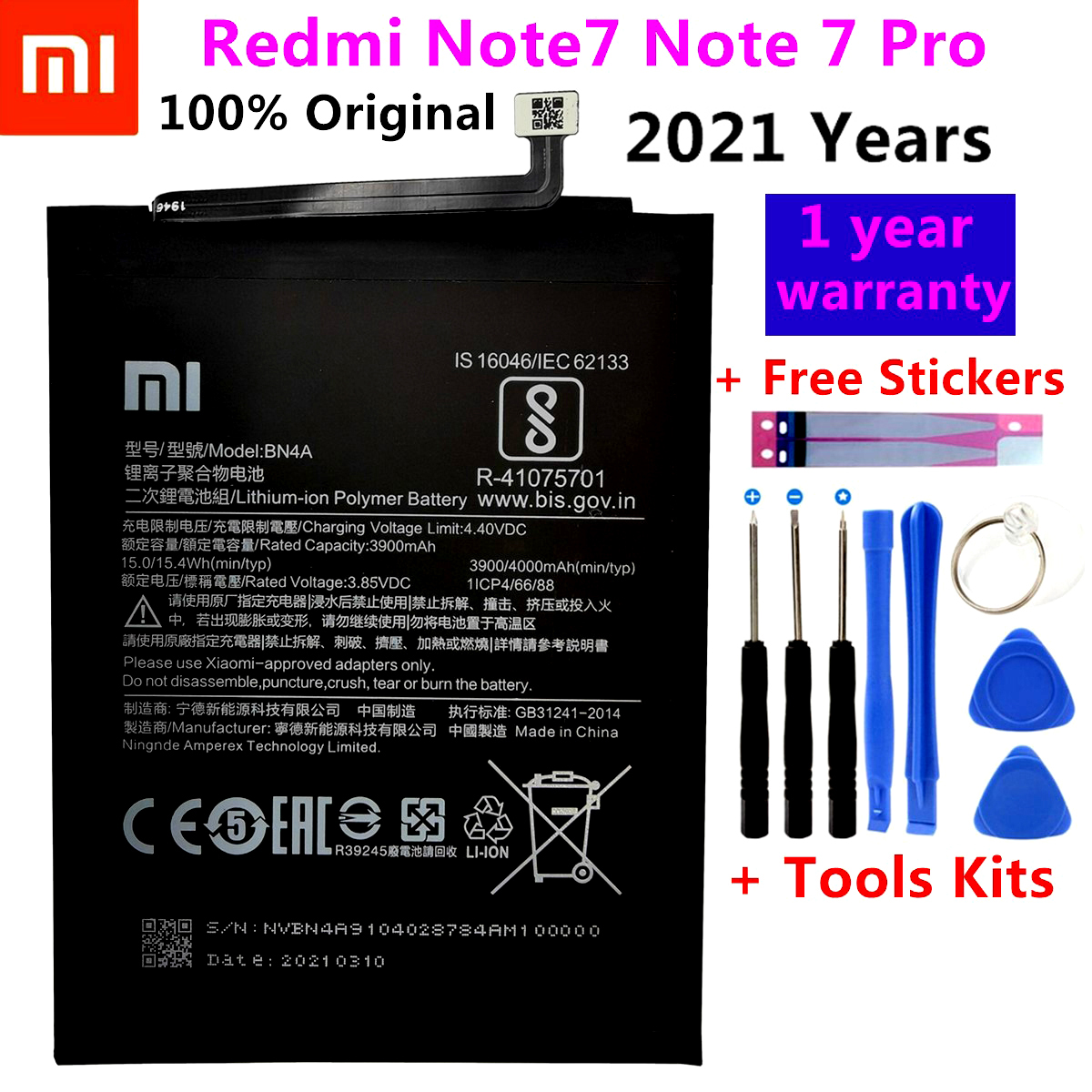 Original Replacement Battery For Xiaomi Redmi Note7 Note 7 Pro M1901f7c Bn4a Genuine Phone Battery 4000mah Free Tools Mobile Phone Batteries Aliexpress