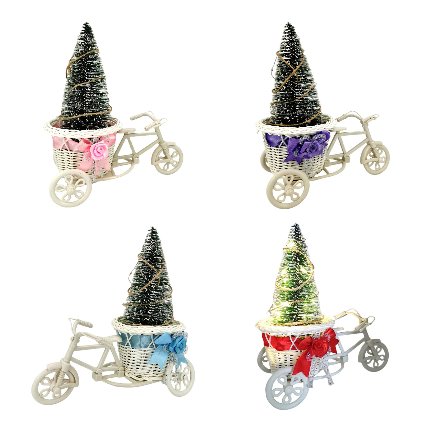 Immitation Rattan Flower Basket Vase Tricycle Bicycle Model Home Garden Wedding Party Desk Ornament Home Decor Birthday Gift