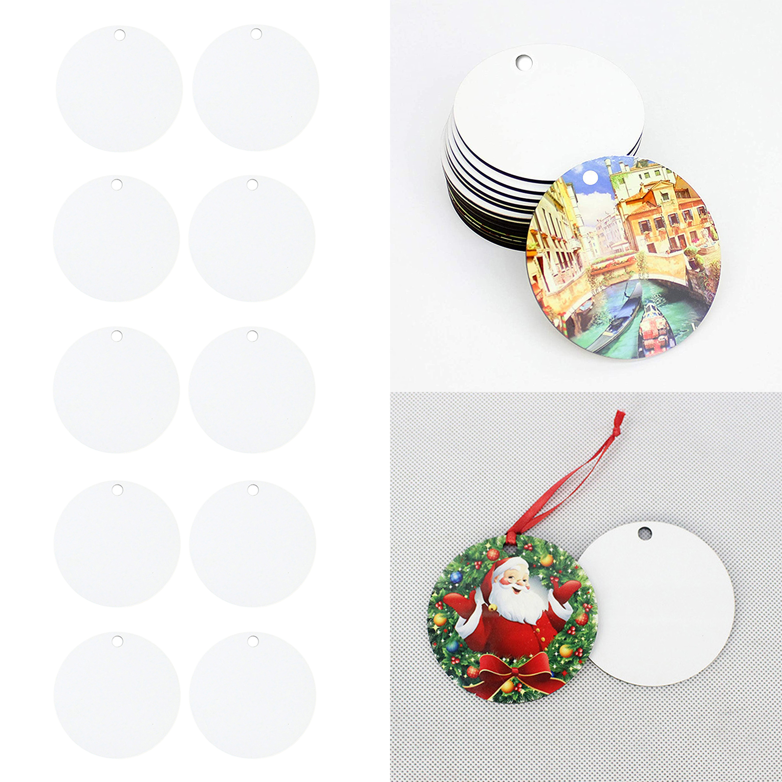 10 Pieces Sublimation Wooden Ornaments Sublimation Blank Pendants Personalized Christmas Tree Pendant Wooden Hanging Decor