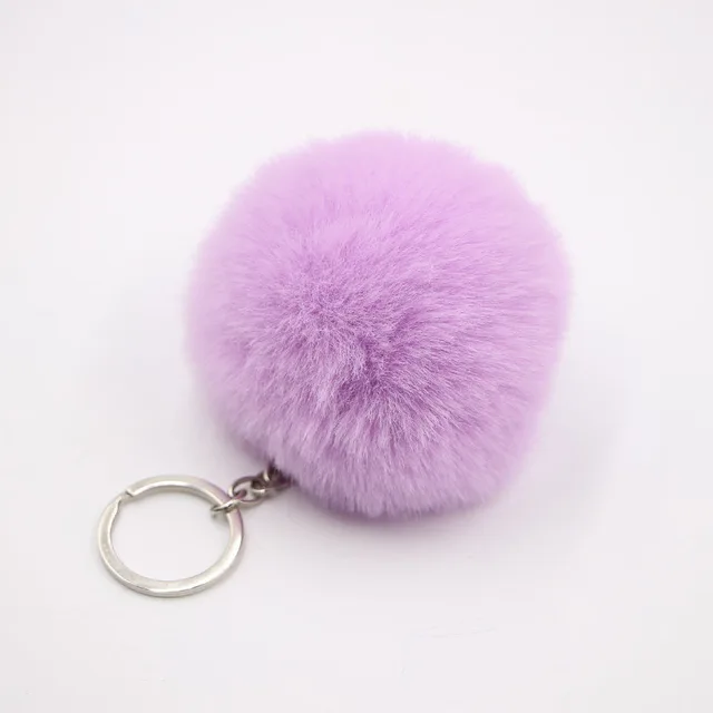 Fluffy Plush Pom Pom Keychain Faux Fur Pompoms Ball Pendant Charm Bag Key  Ring Light Pink