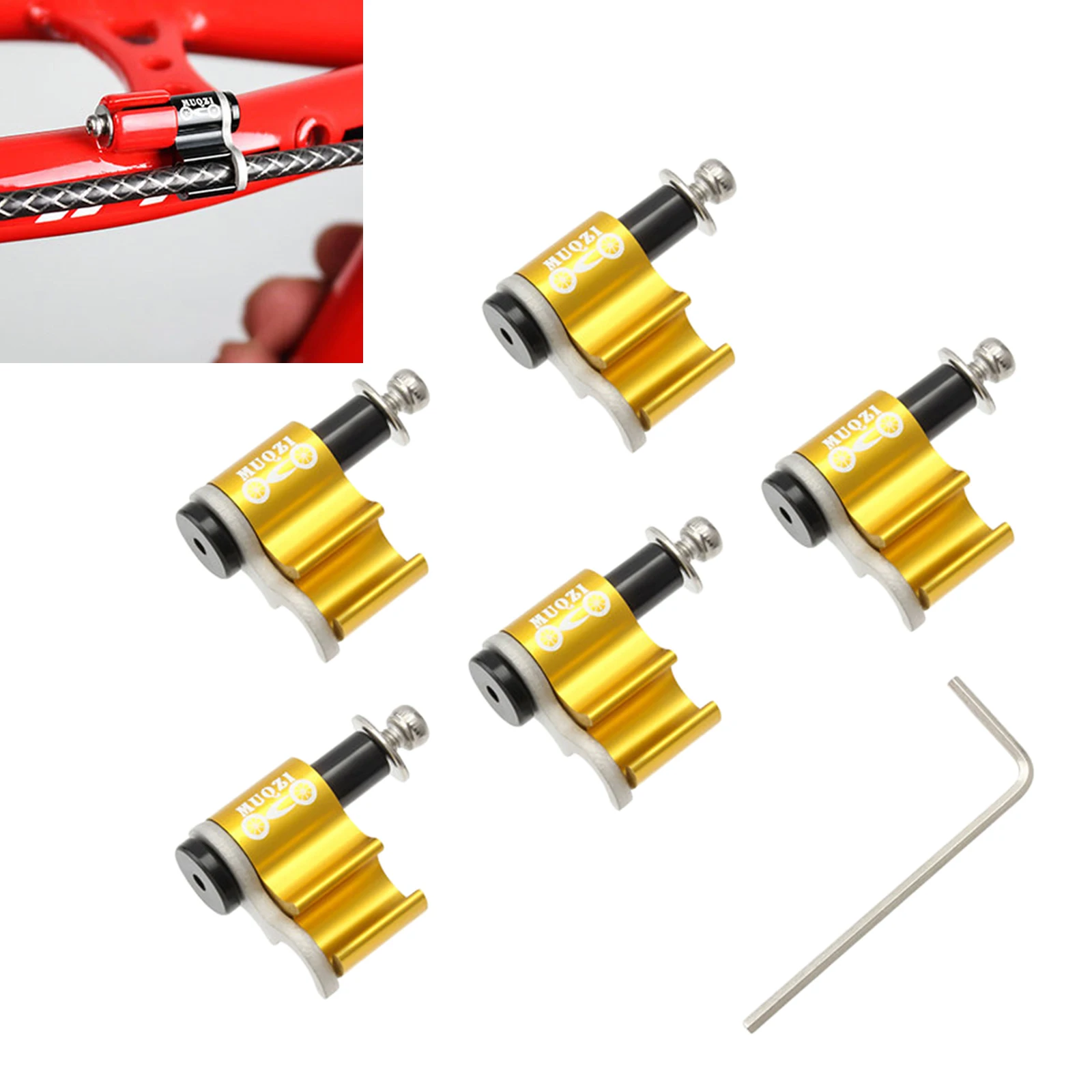 5pcs Aluminum Alloy Bike Cable Clips Brake Cable Housing Clip Bicycle Cable Hose Guide Clamps for Brake Derailleur Cables