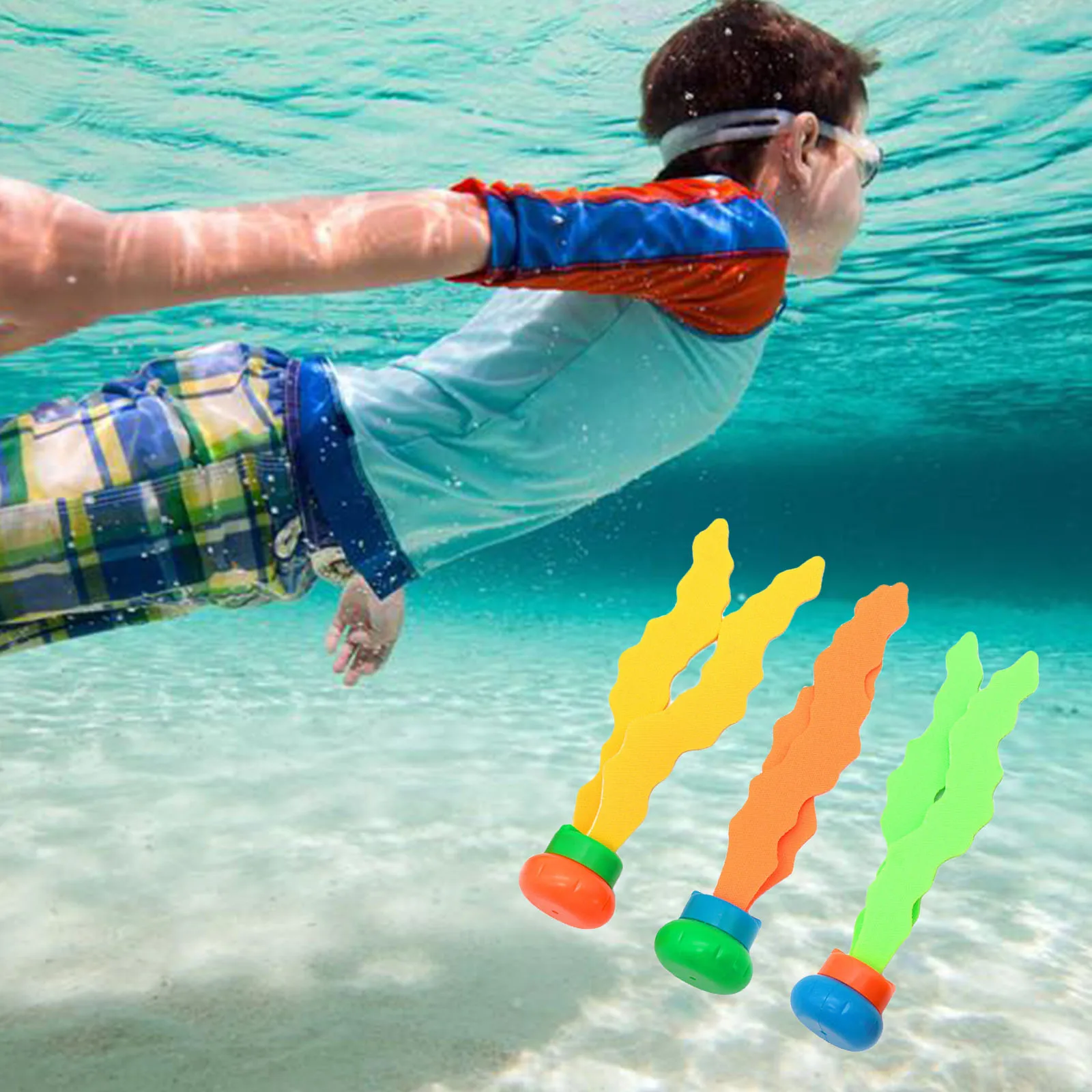3pcs Kids Plants Diving Toy Outdoor Sports Sea Plant Summer Underwater Sinking Diving Swimming Training Pool Gift