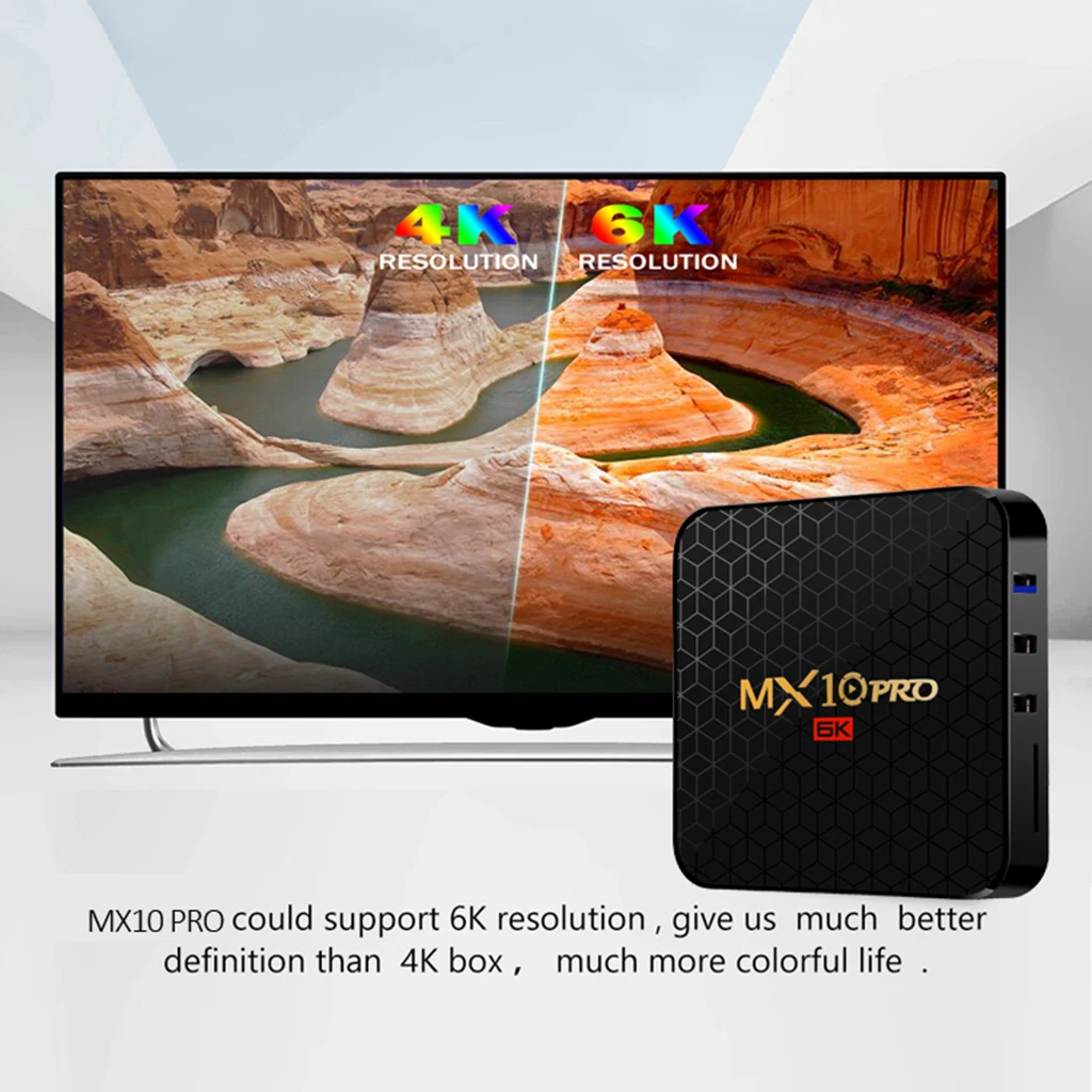 mx 10 pro h6 4+32GB Smart TV Box Octa Core Android 9.0 Dual-band WIFI 6K EU