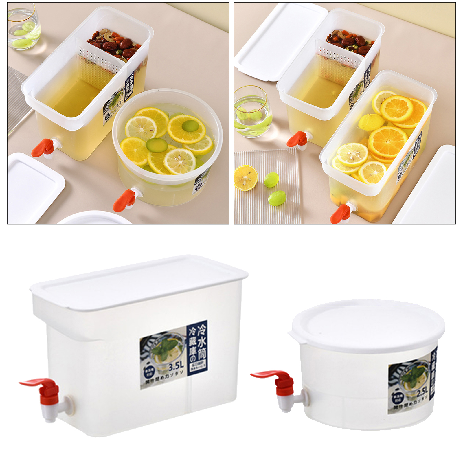 Water Jug Hot Cold Beverage Jar Summer Cold Drinking Pitcher with Faucet BPA free Fresh-keeping Freezer Safe