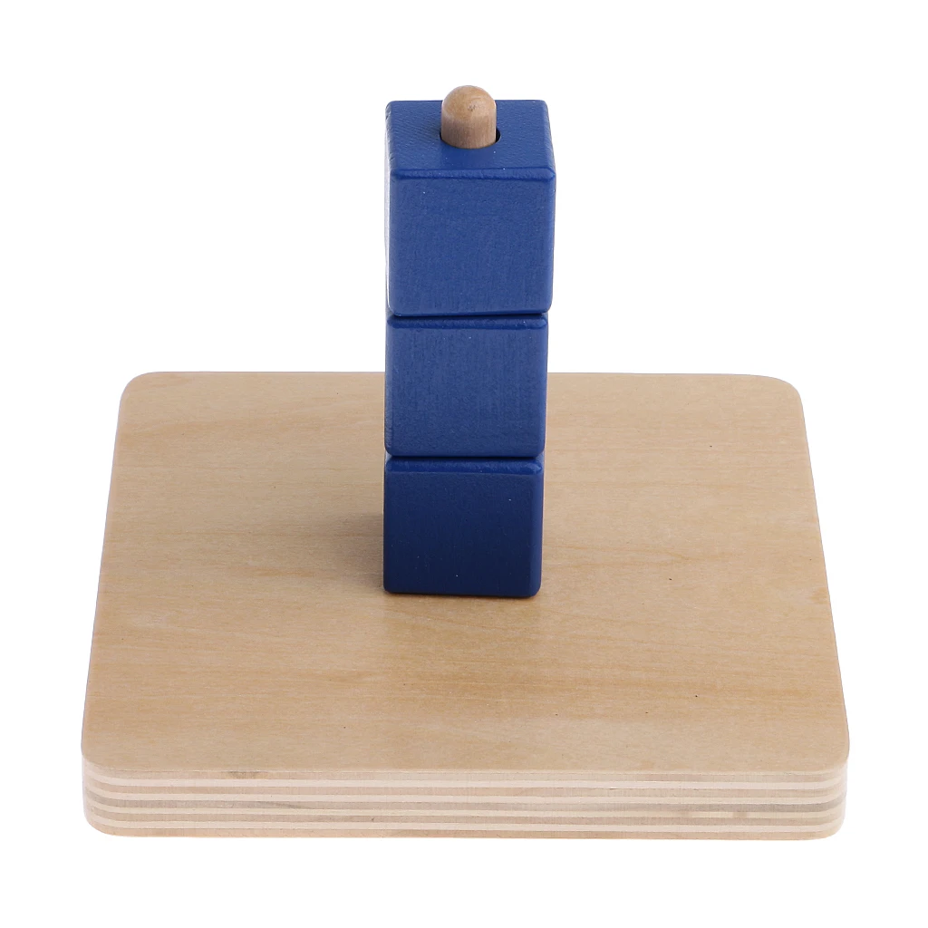 Wooden Montessori Cubes On Vertical Dowel Children Early Educational Toys