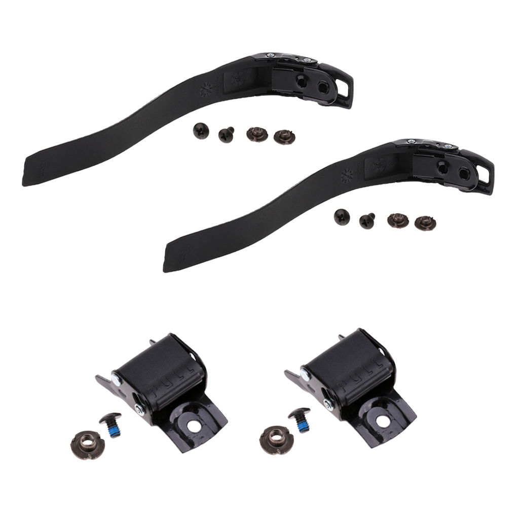 2 Set of Replacement Sturdy Inline Roller Skating Skate Shoes Energy Strap with Screws Nuts + Buckle Black
