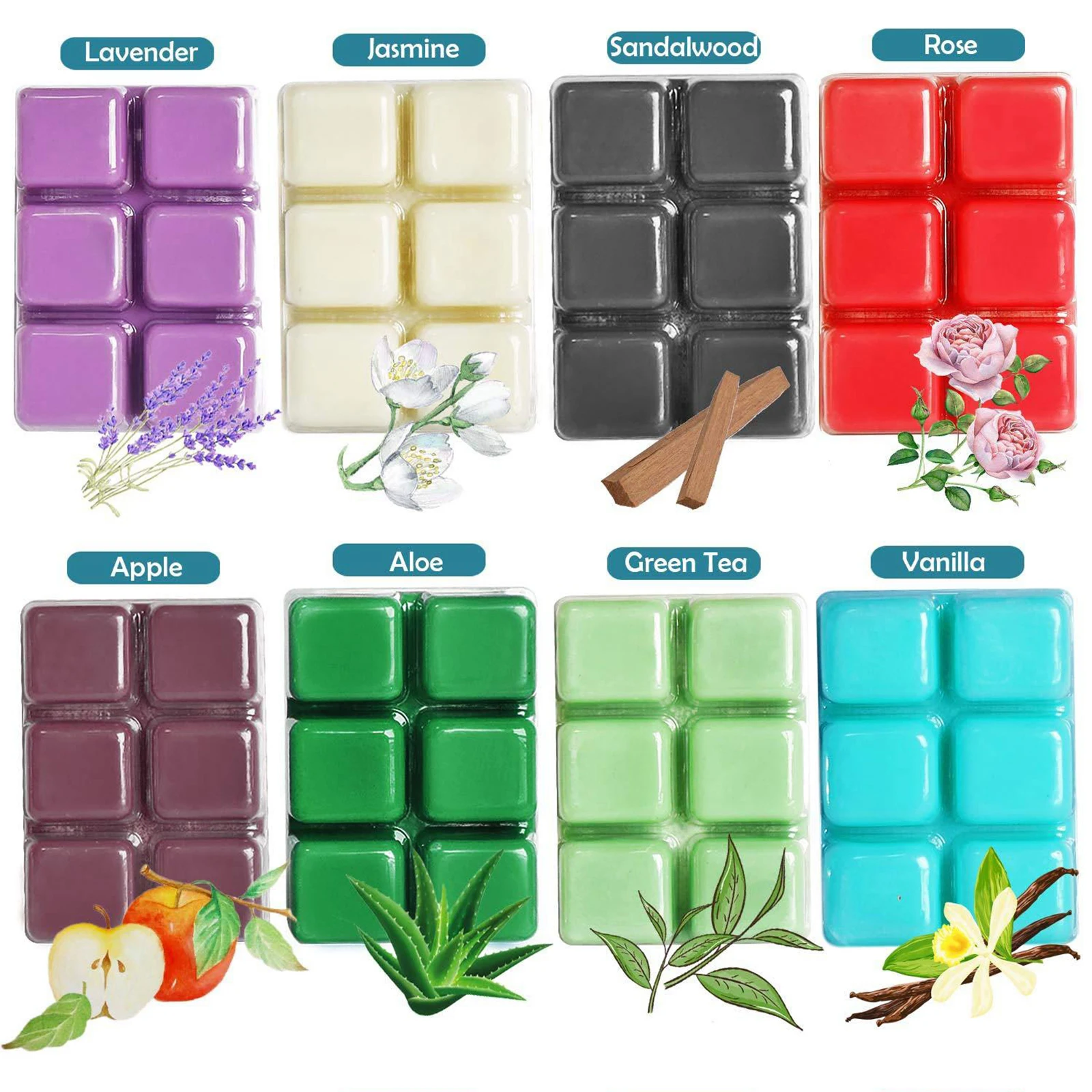 Wax Melts Wax Cubes Scented Soy Tarts For Candle Warmers Assorted Scents Spring Multi-Pack 3 Packs Variety Water Lily & Jasmine Forget Me Not Hydrangea 
