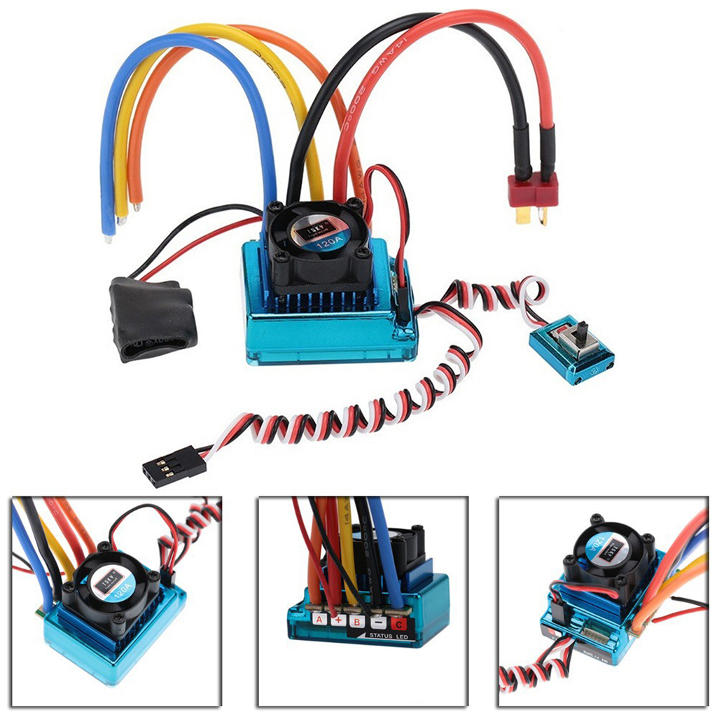 RC 120A Brushless ESC Electric Speed Controller for 1/10 Off/On-road  Car Monster Truck 400-600mm Boat Model Car