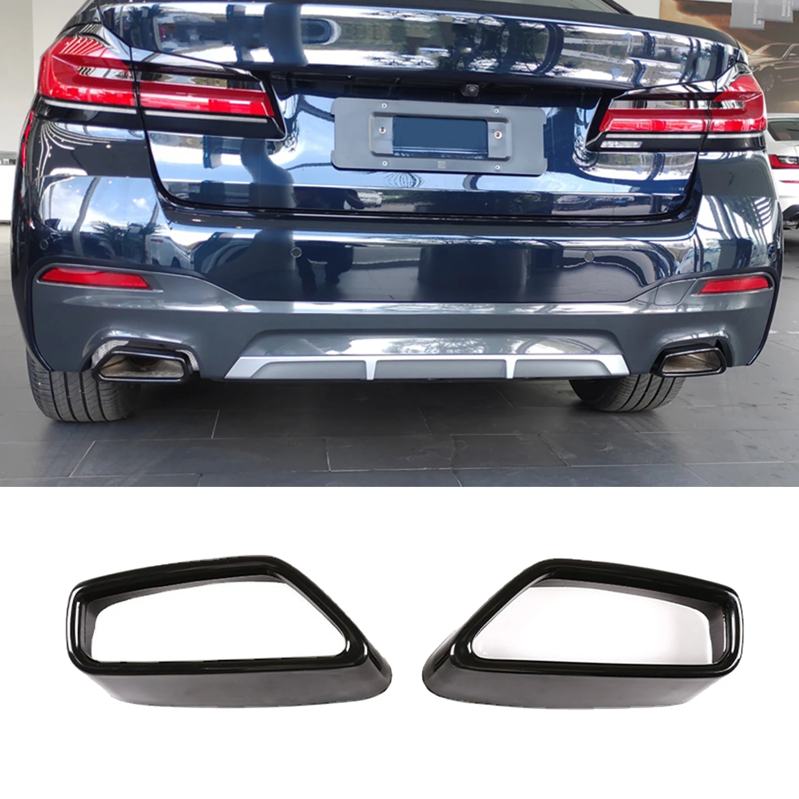 Rear Exhaust Muffler Pipe Cover Trim Tail Throat Frame Decoration fits for BMW 5 G30 G38