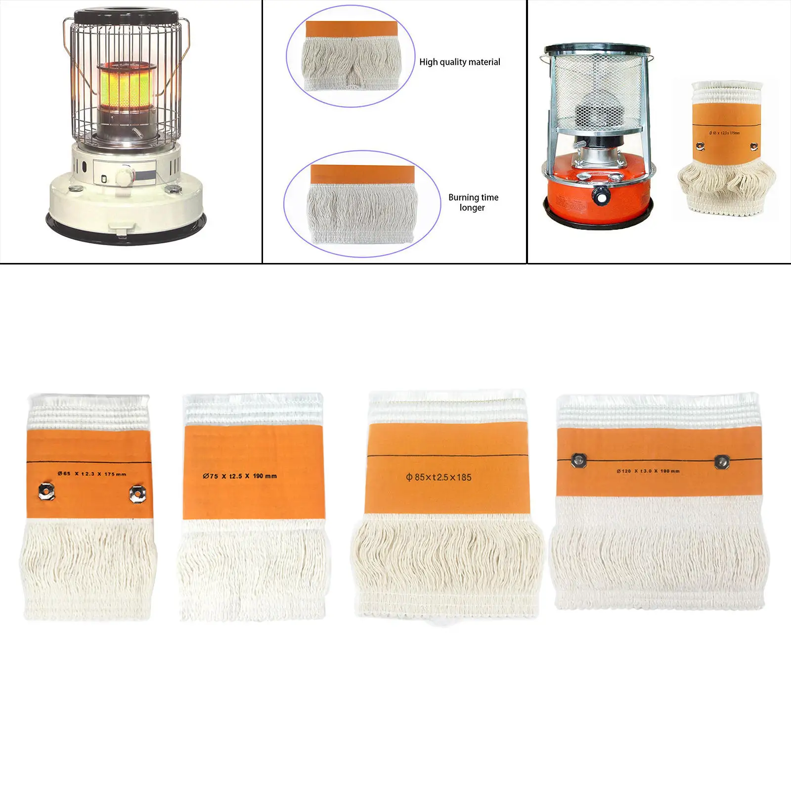 Kerosene Wick Oil Lamp Glass Fiber Cotton Stove Lantern Heater Smokeless Lighting Replacement Petroleum Yarn Winter for Outdoor