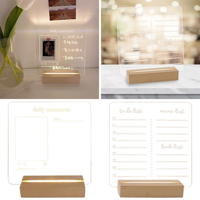 Acrylic Dry Erase Board with Light up Stand for Desk 13 X 9 Inch Clear  Desktop N