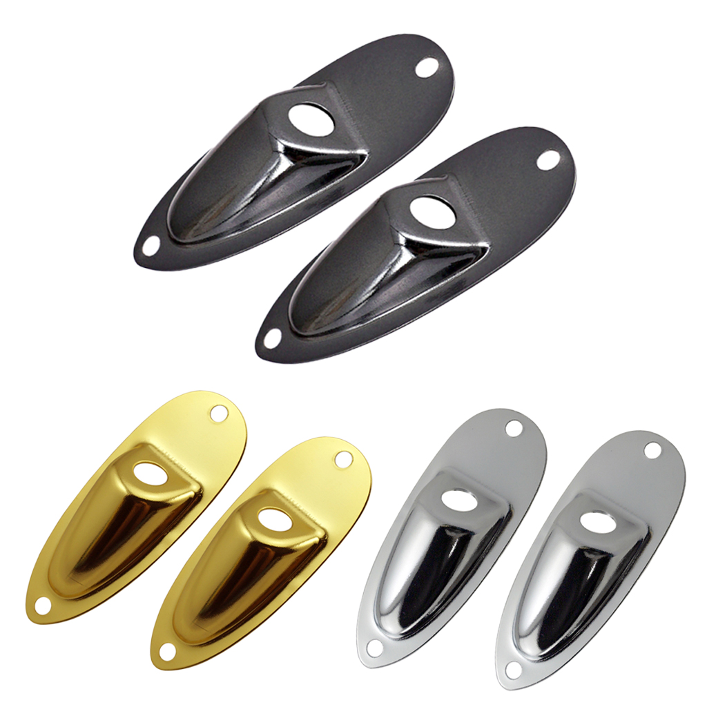 Tooyful 2Pc Boat Style Electric Bass Guitar Metal Output  Socket Plates with 4 Screws for ST  SQ Electric Guitars