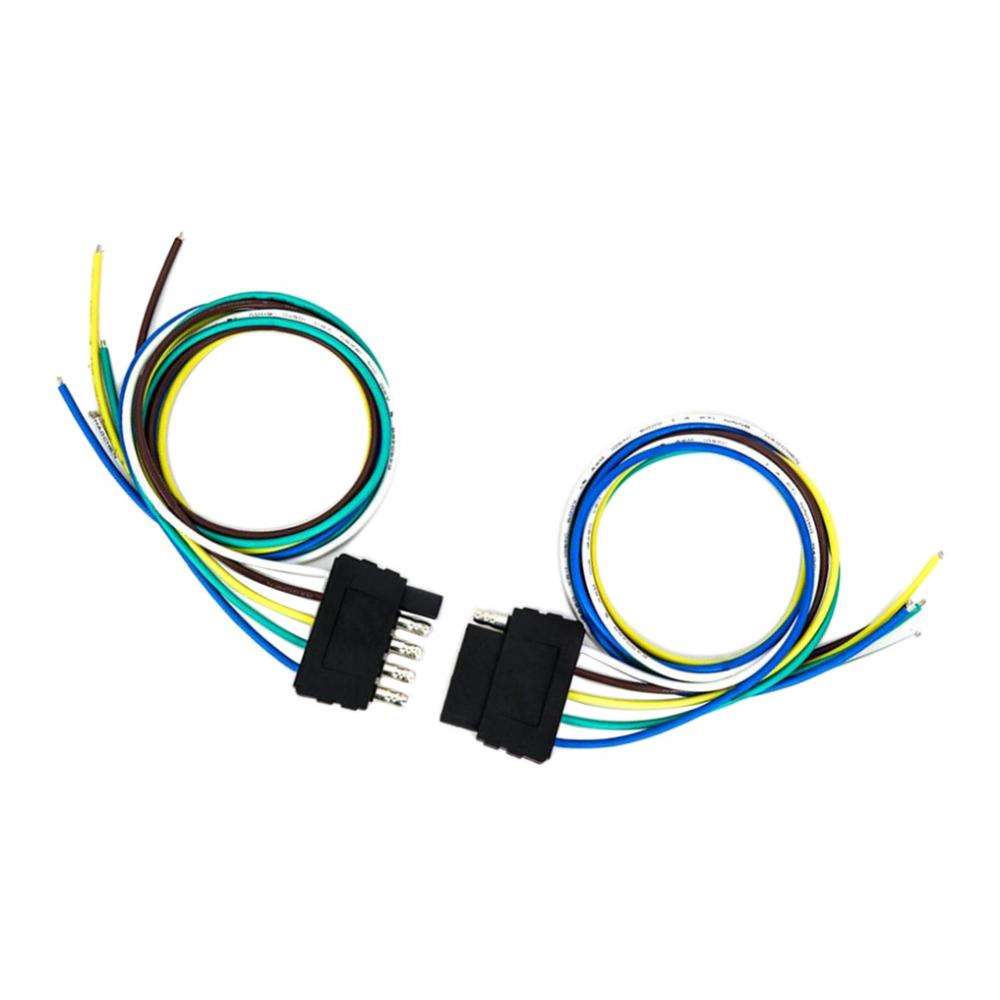 5Pin Flat Trailer Cable Set Trailer Light Plug 4*18 AWG Wire Harness Connector For Caravan Auto Adapters Sockets  5x18AWG