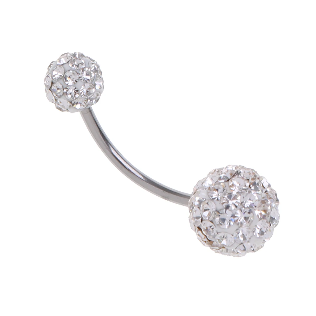 Body Piercing Jewelry Crystal Rhinestone Button Belly Navel Ring Bar Gift LD 