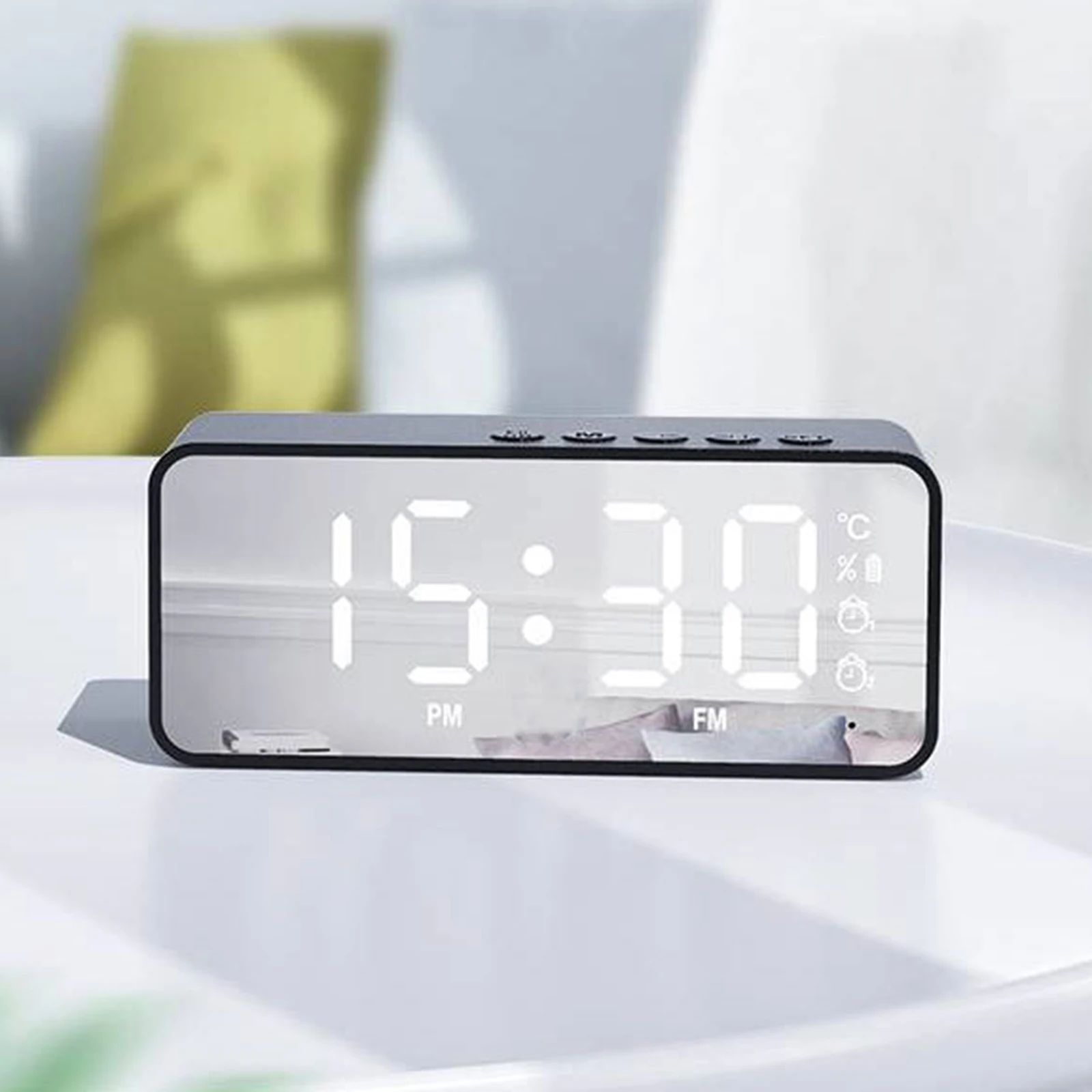 Wireless Bluetooth 5.0 Radio Speaker Alarm Clock With FM Mini Card CD Temperature Alarm Clock Support TF Card Playback Black