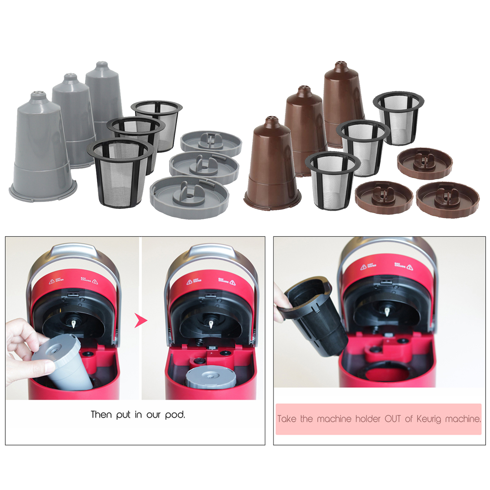 3x Reusable K Cups Easy To Use Refillable Single Cup Coffee Filters for Kitchen Bar Cafe Coffee Maker Accessory