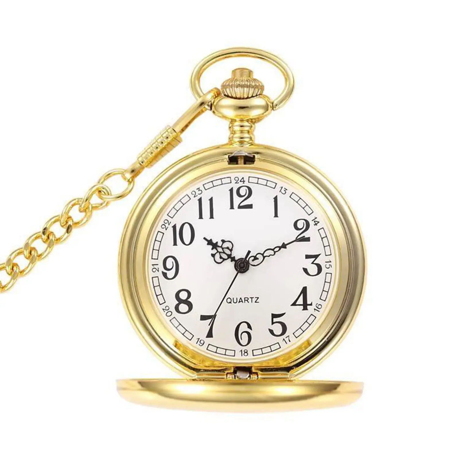 Gold Plated Quartz Pocket Watch Classic Fob Pocket Watch for Anniversary Day, Father`s Day