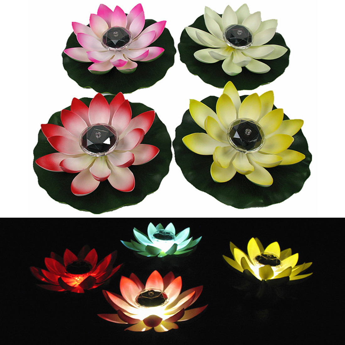 Flor de Lótus Decorativa sem Bateria Forma Lagoa Lanterna Flutuante Led Festival Outdoorwaterproof Jardim Lâmpada Iluminação Luz 2 Luzes subaquáticas