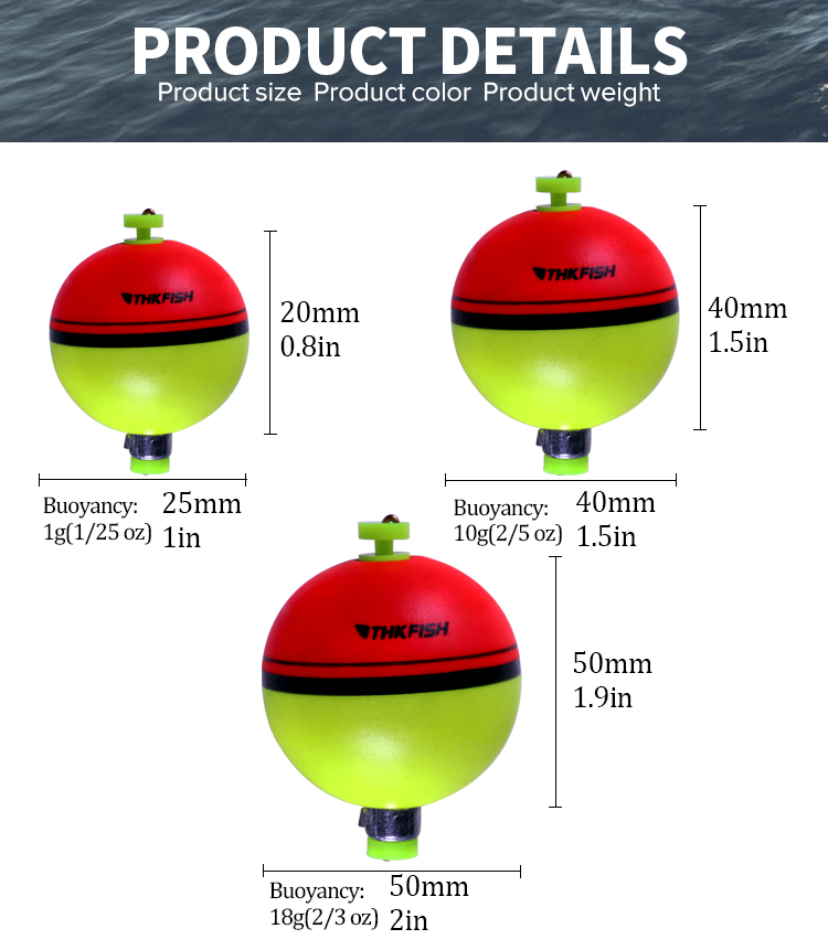 Description Picture 4 of item1 piece Fishing Float Bobber EVA Foam Floating Slip Bobbers Round Ball Shape Fishing Floats Buoys Freshwater 1g 10g 18g