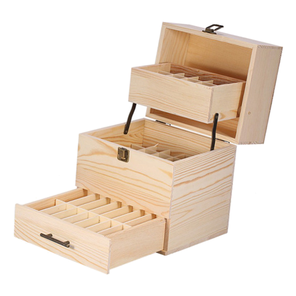 Nautral Pine Essential Oil Oil Wooden Box Aroma Oil Storage Case 59 Capacity
