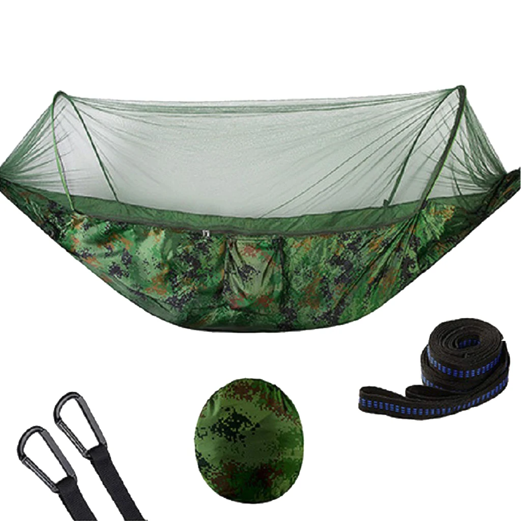 Portable Parachute Outdoor Camping Hammock with Mosquito Net Straps Carabiners