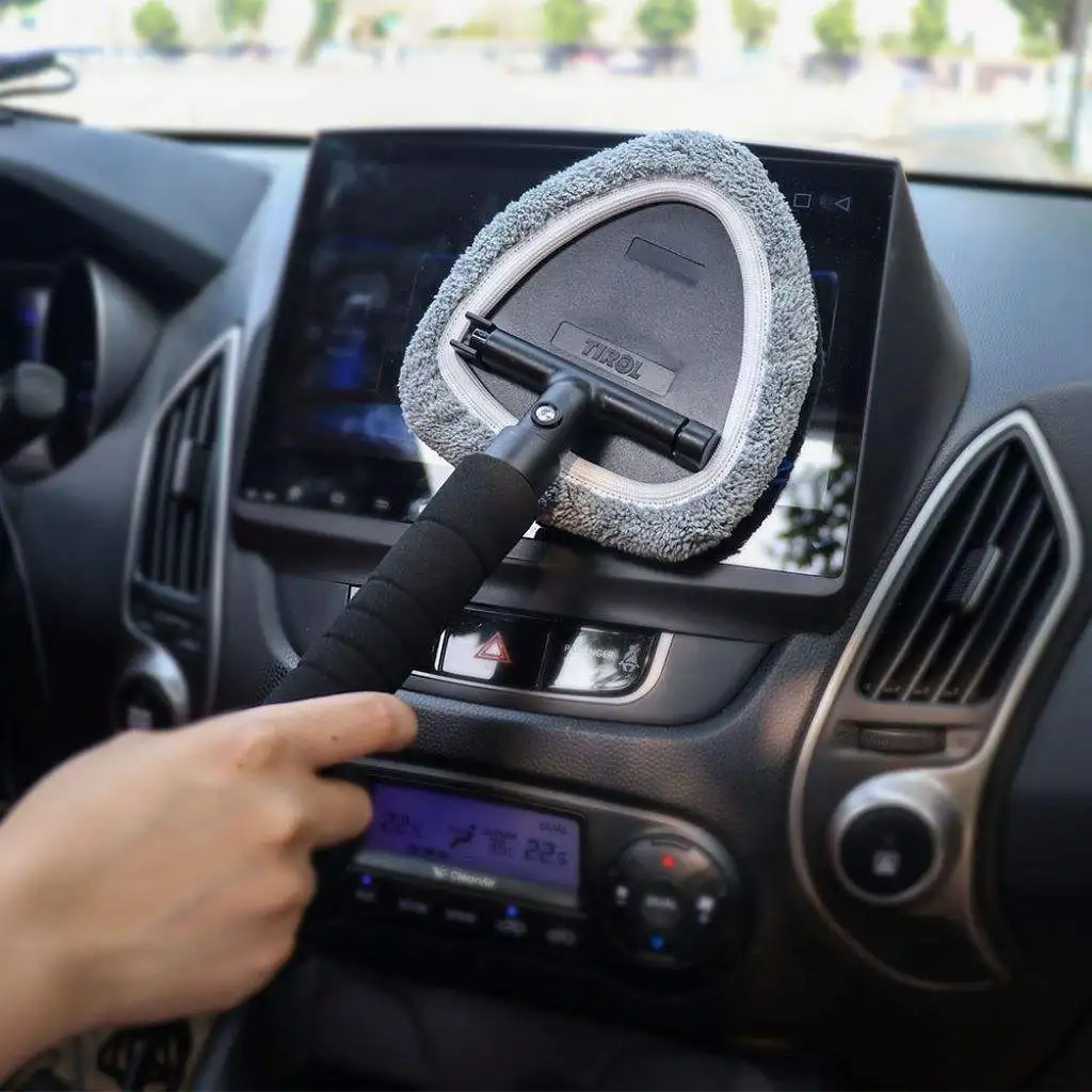 New Microfiber Cloth Windscreen Car Van Glass Cleaner Demister Detachable Handle