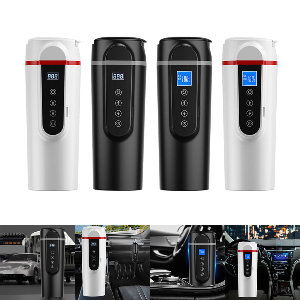Smart Heating Car Cup Temp Control Kettle Boil Water Travel Coffee Mug Fit for Car Electric Quick Heating 12V/24V 420ml