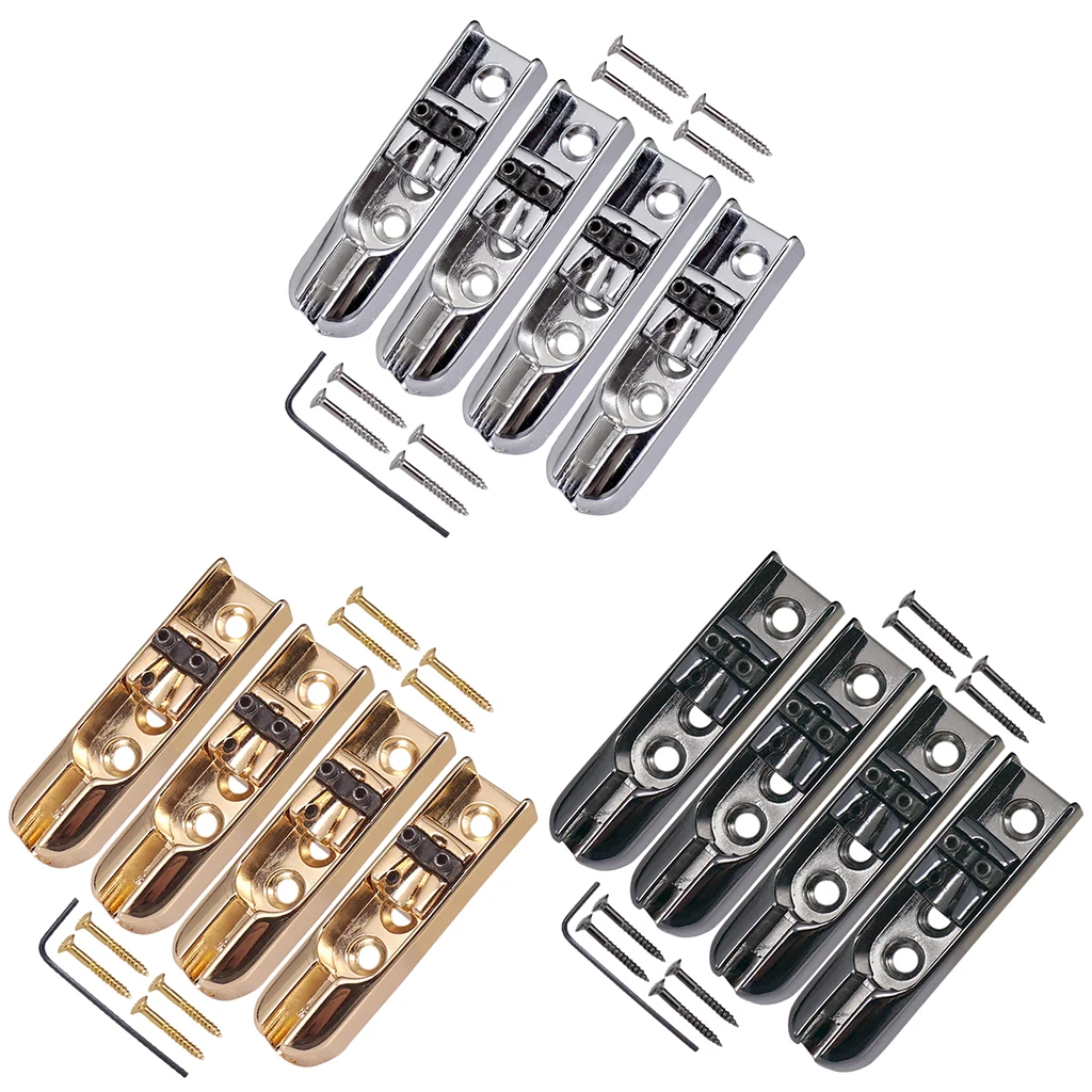 4PCS  Bass Bridge For 4 String Electric Bass Guitar With 8 Screws Durable