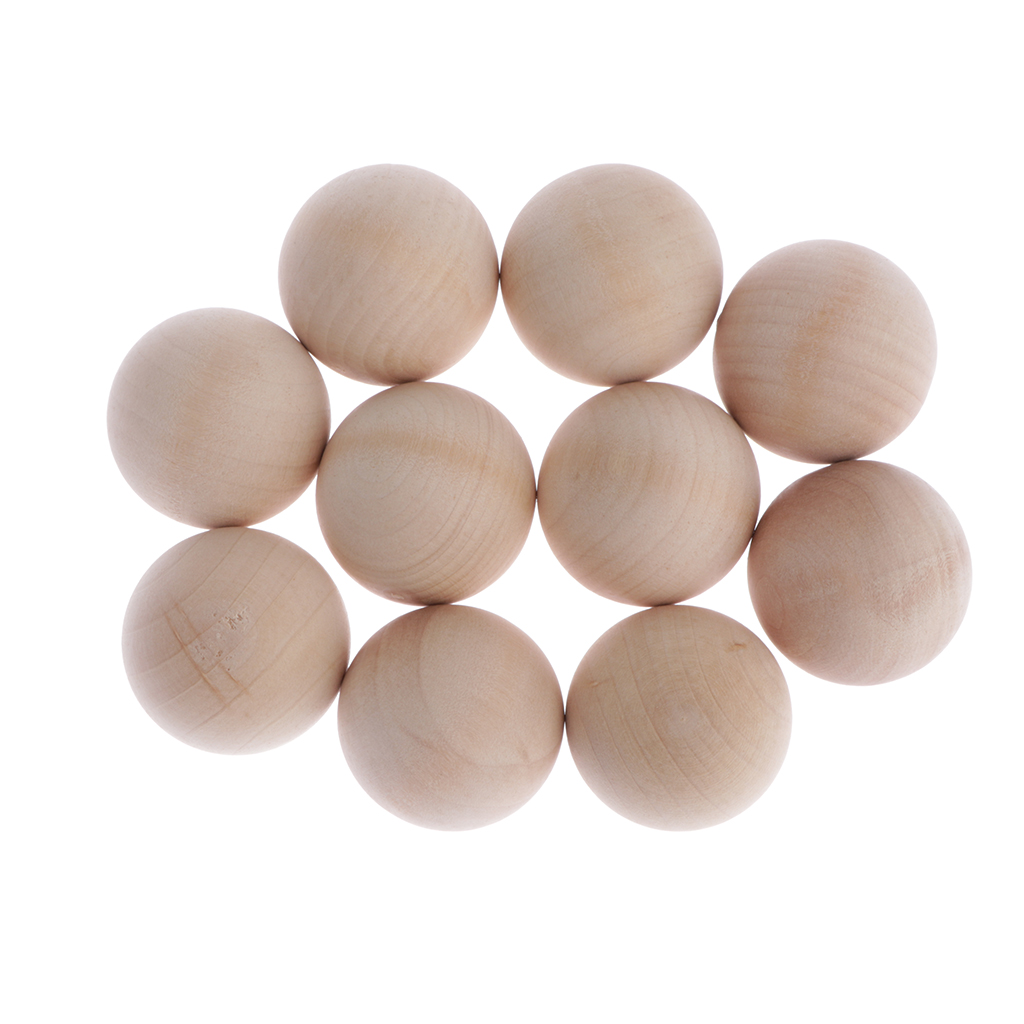 10x Hardwood Balls Solid Natural Beech Wooden Balls Beads Crafts Making 40mm