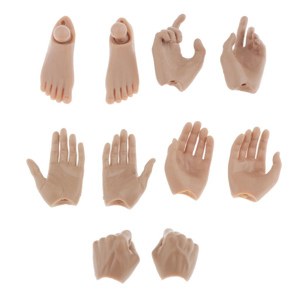 5 Pairs of Male Action Figures in 1/6 Scale Hand Foot Models Interchangeable