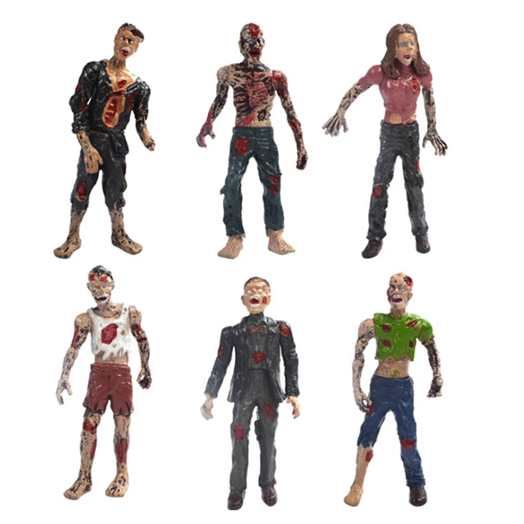 6pcs Zombie Figure Hand Paint Dead People Figurines Set for Achitectural Diorama