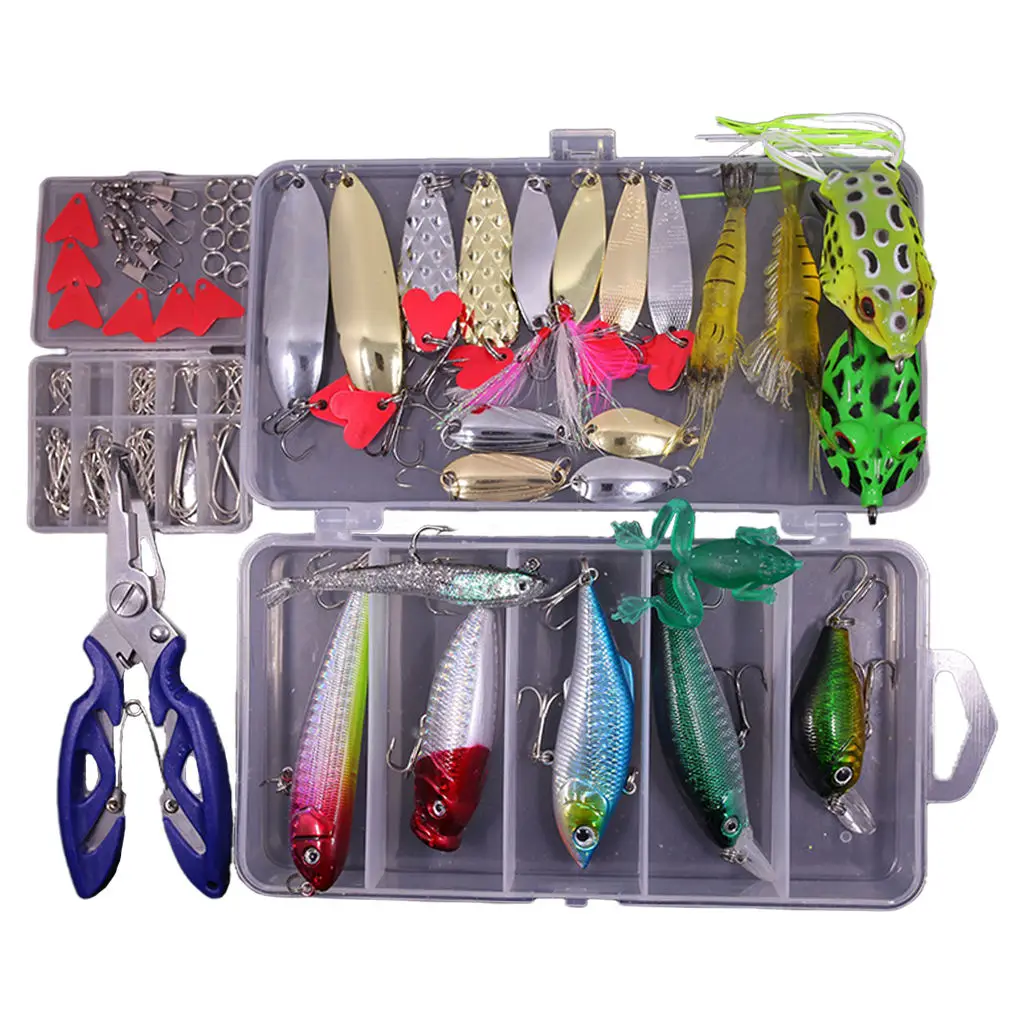 Fishing Lures Kit Artificial Baits Crankbait Tackle Box Worms Jigs Saltwater Tackle Bait for Pike Salmon Bass Fishing